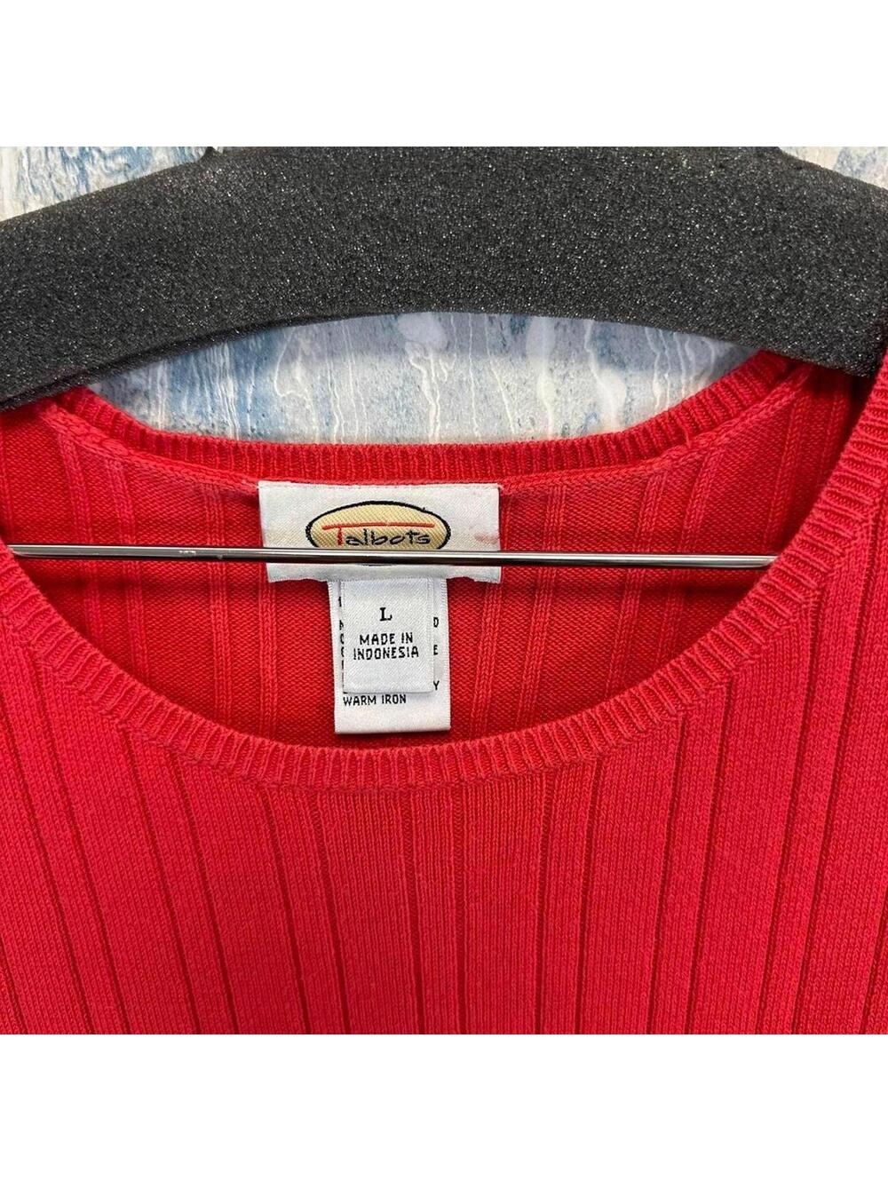 Talbots Preppy Classic Red Ribbed Sweater (L) - Picture 2 of 9